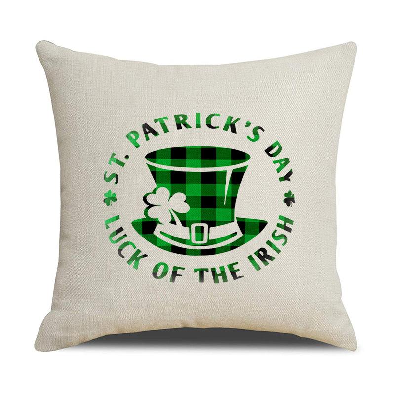 

St. Patrick s Day Pillow Cover Living Room Sofa Clover Pillow Cushion Cover 45 * 45Cm-linen (excluding pillow core)