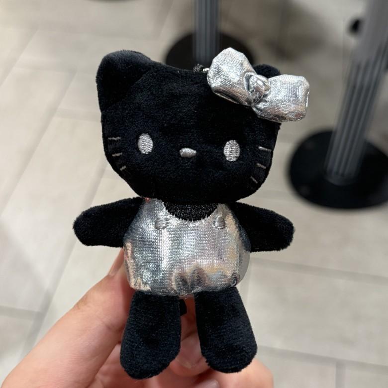 Sanrio Hello Kitty Plush Keychain With Silver Bow For Bag Decor And Collecting