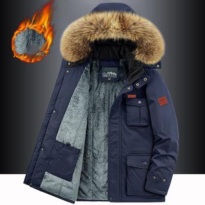 Winterjacke Herren Warm Dick Fleece Parkas Windbreaker Militär Kapuze Pelzkragen Mantel Herrenbekleidung Übergröße 8XL