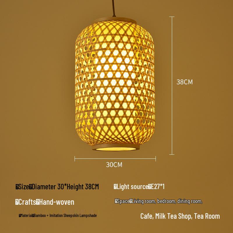 Bamboo Rattan Pendant Lamp: New Chinese & Japanese Style Zen Lighting for Tea Room & Dining, Antique Lantern Design.