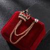 High-end Brooch Crown Crystal Rhinestones Brooches Tassel Chain Lapel Pin British Style Men's Suit Shirt Collar Luxulry Jewelry