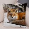 Cute Wild Fox Print Pillowcase Decorative  Animal  Polyester Cushion Cover for Sofa Home Car