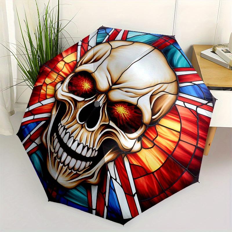 

Stained Glass Skull Window Art Decor - Gothic Home Decoration, Unique Wall Hanging for Living Room, Bedroom or Office (Circular) Umbrella, Mother s Da