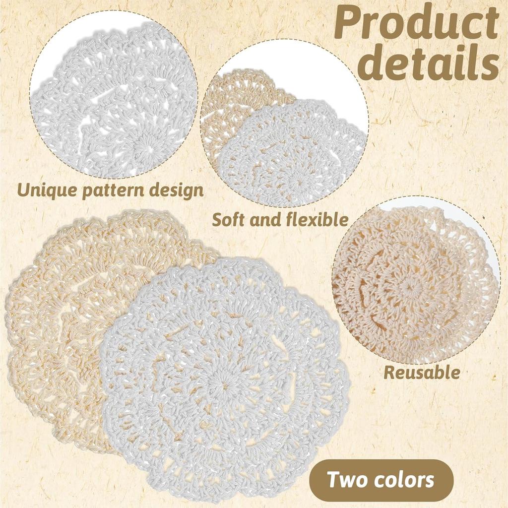 4 Inch Small Lace Doilies Crochet Doilies for Cups Coasters, 12 Pcs Lace Vintage Round Handmade Placemats, Laces Doilie for Tables for Tables Kitchen
