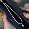 Fashion Commuter Natural Freshwater Pearl Necklace Women's French High-end Niche Design Retro Water Drop Pearl Necklace
