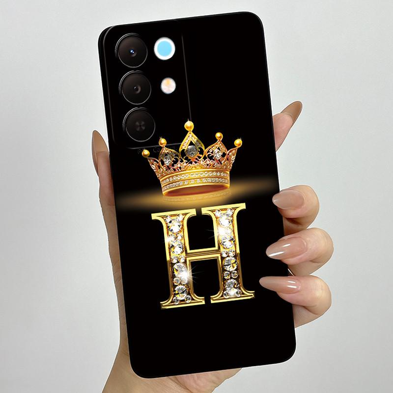 For Realme 15X C85 5G Crown Initial Letter Couple Phone Case Realme15X RMX5250 RMX5253 Soft Silicone TPU Lens Protective Casing