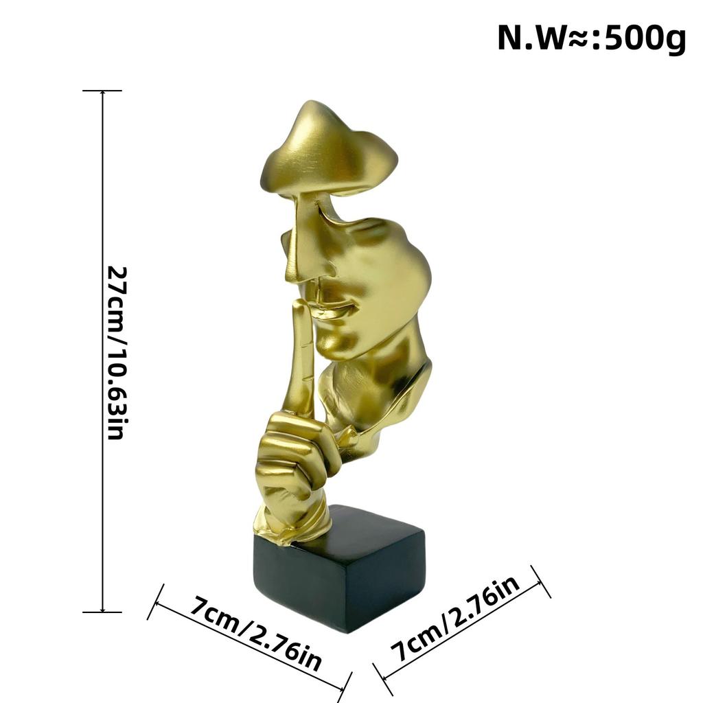 Silence Européen Est Une Figure Dorée Statue Abstraite Résine Artisanat Ornement Salon Bureau Décorations de Bureau Fournitures