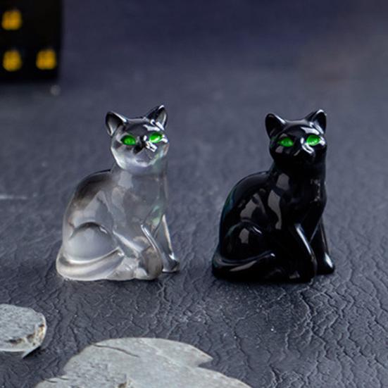 6Pcs Mini Resin Cats Glow-in-the-Dark Transparent Kitten Ornaments Miniature Cat Figurines for Fairy Garden Decor Micro Landscapes Crafts