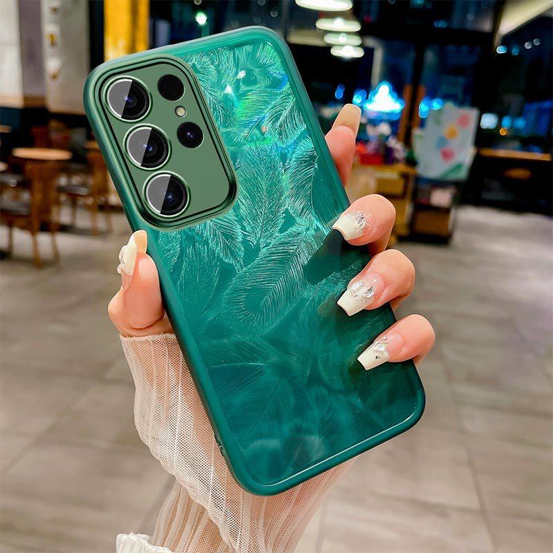 Applicable To Samsung S25ultra Mobile Phone Case S23 Transparent Feather S22 Lens All-inclusive S21 Anti-drop S20 Protective Case
