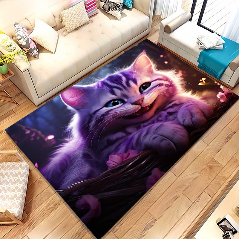 Alice nel Paese delle Meraviglie Cartone Animato Gatto Sorridente Tappeto da Area Antiscivolo per Soggiorno Tappeto Morbido per Camera da Letto Sala Giochi Divano, Tappetino Decorativo per la Casa