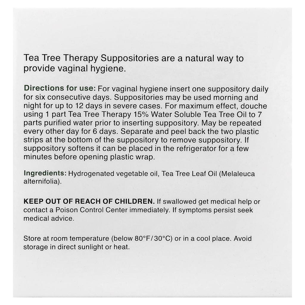 Tea Tree Oil Suppositories for Vaginal Hygiene, 6-Count