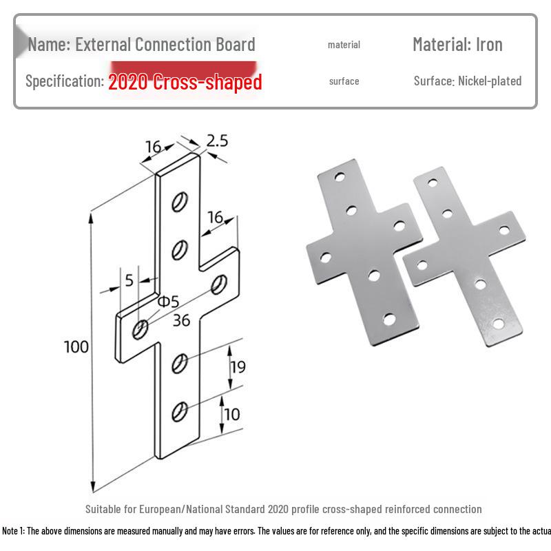 Aluminum Right Angle Connector Plate for 20/30/40 Profiles with Fixings