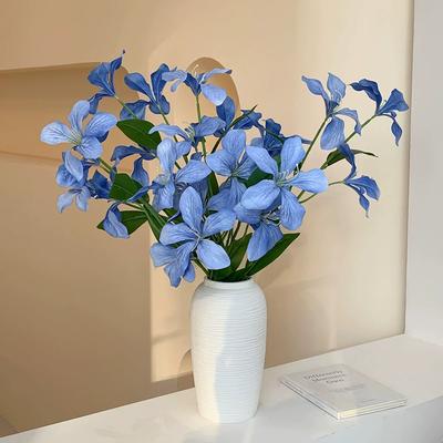 3PCS Blue Fowers Artificial Bauhinia Light Blue Large Artificial Flowers Arrangement for Decoration Wedding Home