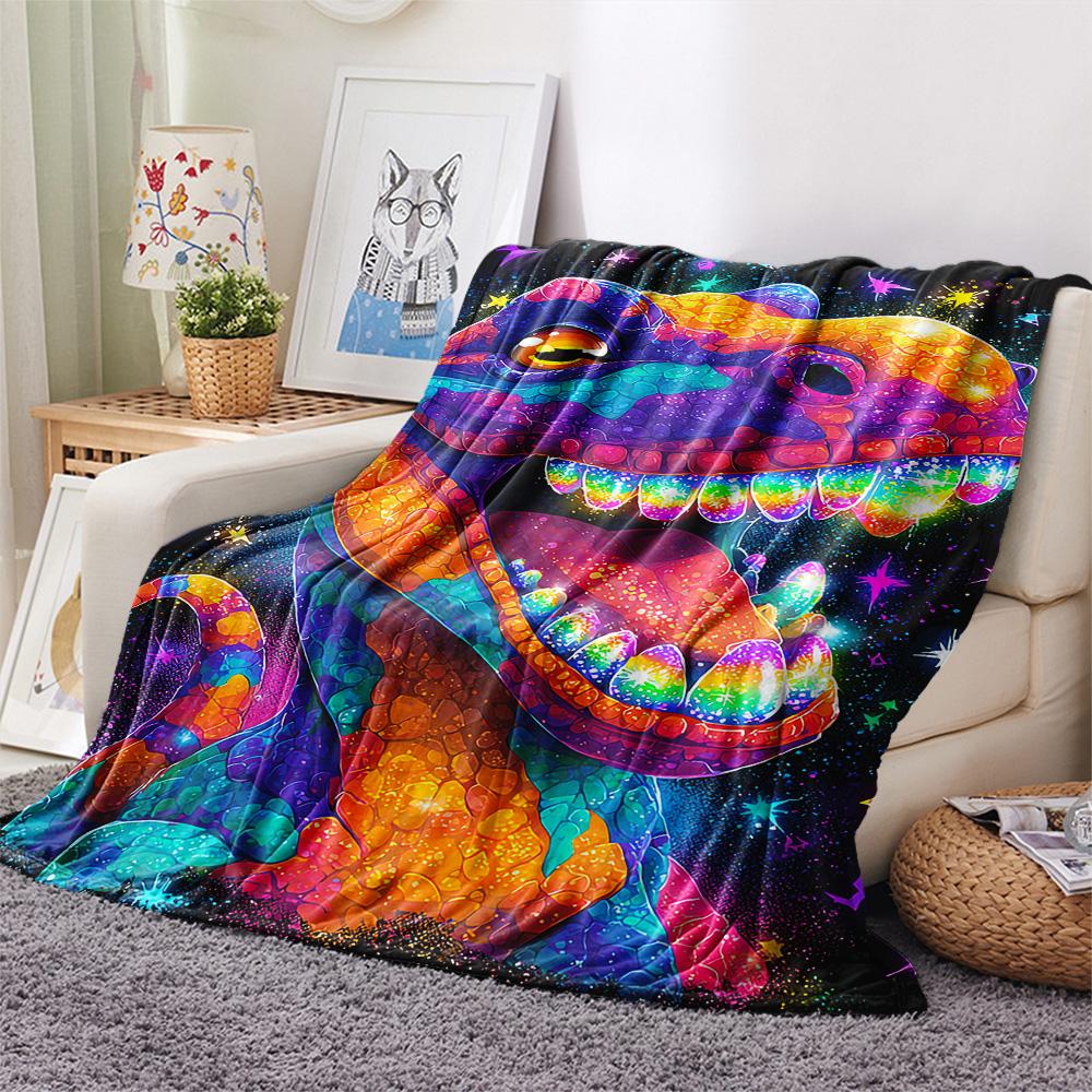 Dinosaur Print Flannel Blanket, High Quality Comfortable for All Seasons, Home Decor, Warmth and Comfort, Perfect for Christmas Gifts