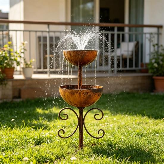 2 Katlı Yağmur Yakalayıcı Bahçe Kazığı, Metal Bahçe Yağmur Toplayıcı, Paslanmaz Kaplamalı Dekoratif Bahçe Süsü, Ev İçin Eğlenceli Dış Mekan Veranda Dekorasyonu