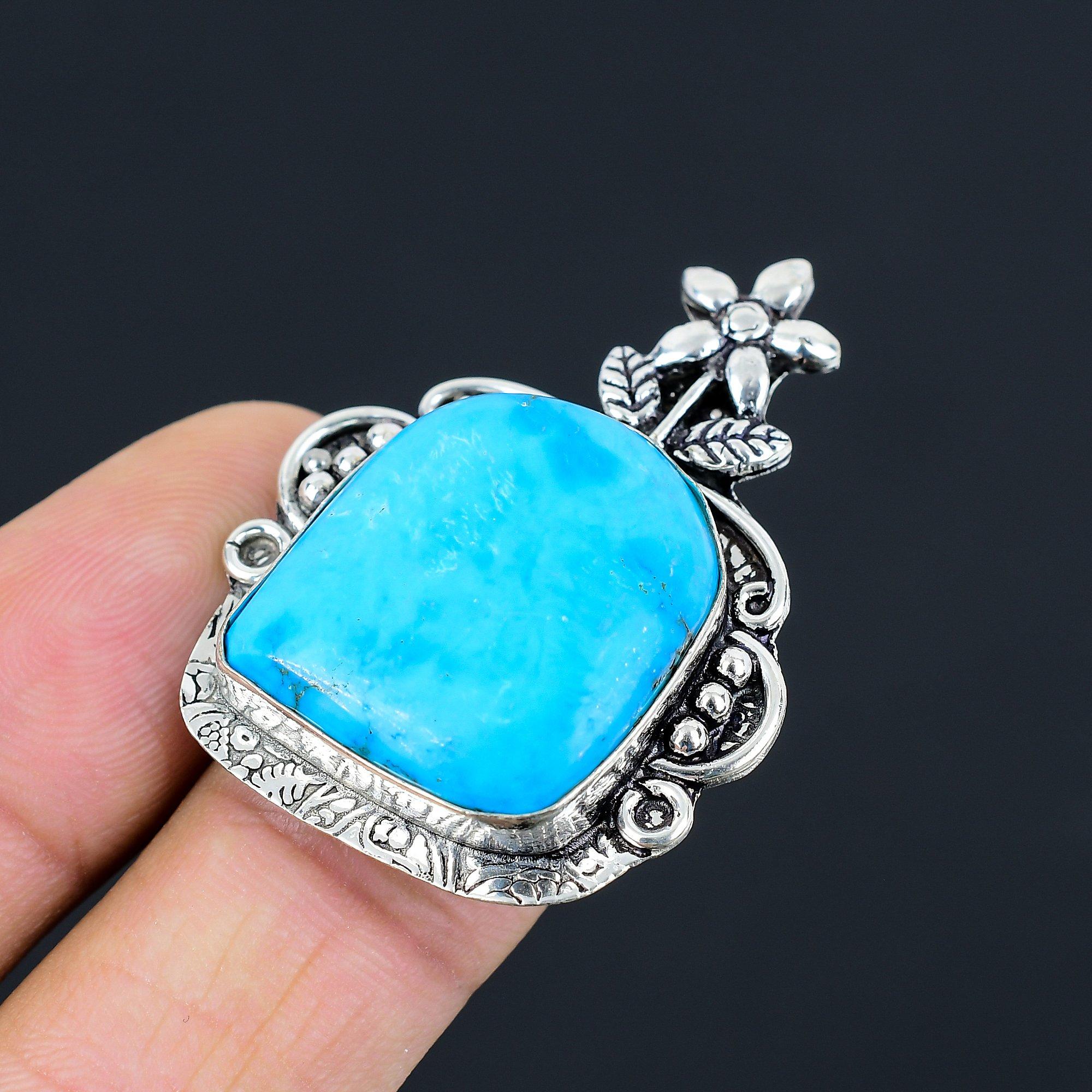 Sterling Silver Tibetan Turquoise Stone Promise Wedding Flower Ring Jewelry US 6 6