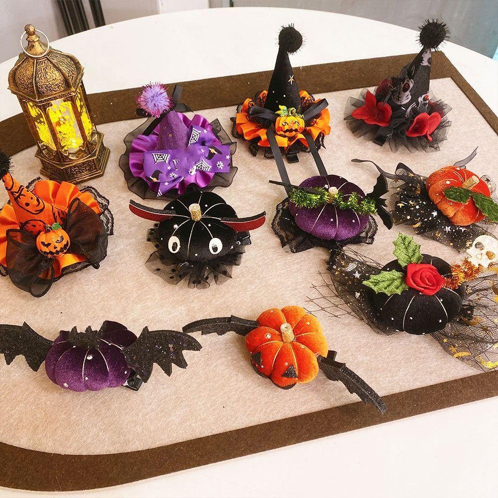 Bow Pumpkin Hair Clips Ghost Witch Hat Hairpins Halloween Hair Clip Halloween Hair Accessories