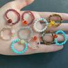 Natural Stone Beaded Elastic Ring for Men & Women - Retro Chinese Style, Versatile Fashion