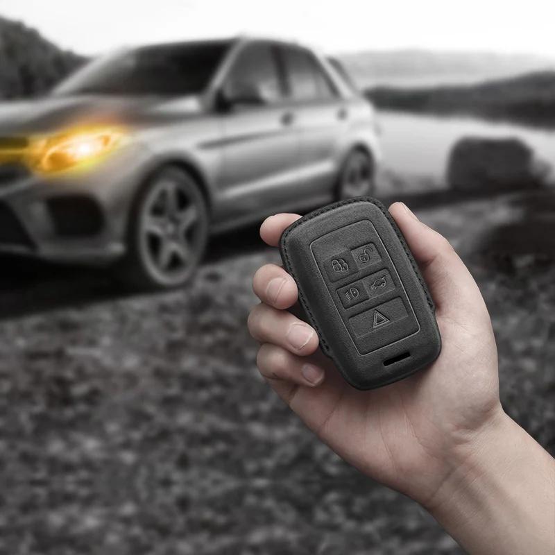 Interior Mouldings Suede Leather Car Key Case For Land Rover Range Rover Evoque Discovery Sport Velar For Jaguar XE XF E-Pace F-