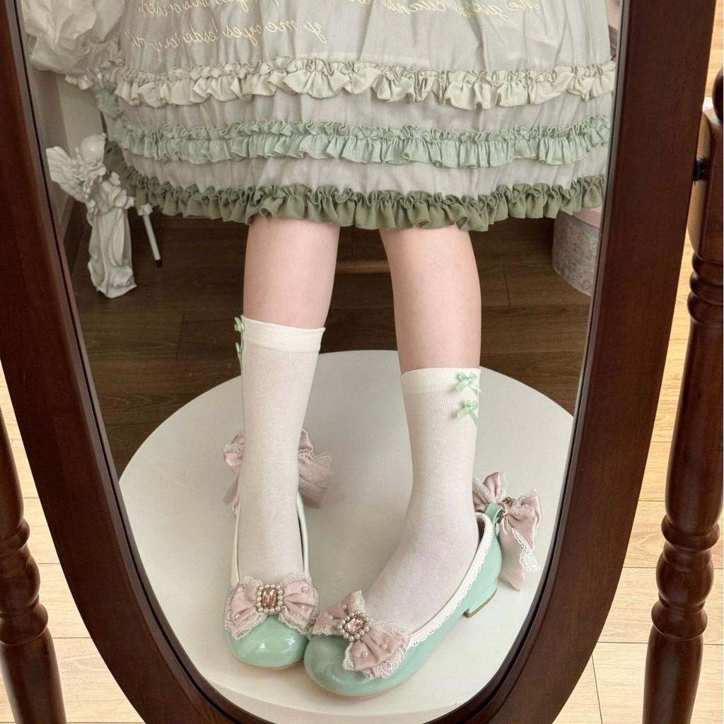 Cotton Lolita Socks With Sweet Side Bow For Girls Spring Summer Fashion