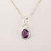 Natural Amethyst Gemstone 925 Sterling Silver Boho Jewelry Zircon Pendant 1.22" CZP-13-1