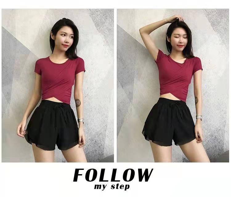 Women's Quick-Dry High Waist Running & Yoga Shorts - Loose, Two-in-One Design, Anti-Exposure.