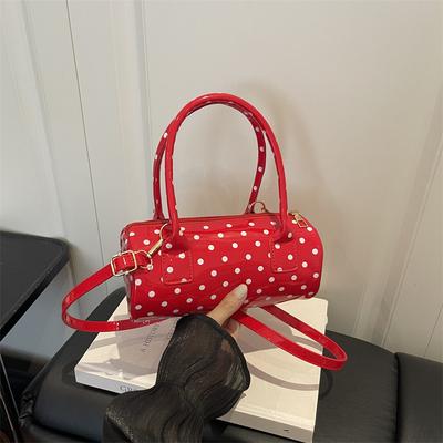Women Fashion Polka Dot Cylinder Shoulder Crossbody Handbag For Daily Use