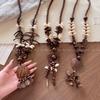 Bohemian Handmade Wooden Coconut Shell Pendant Necklace Female Retro Ethnic Style Niche Design Long Sweater Chain