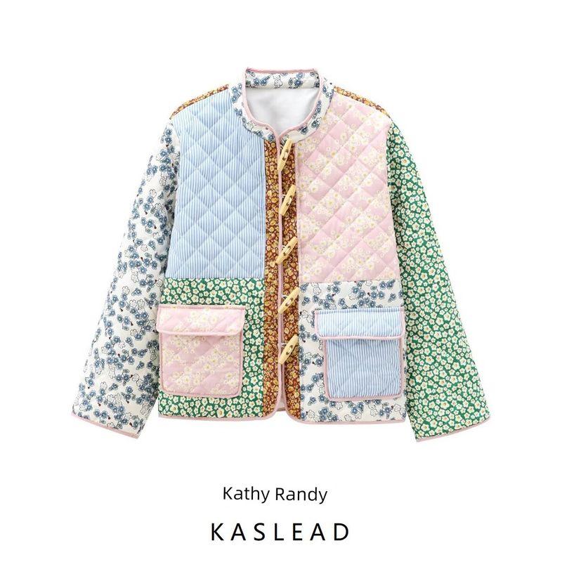 Kaslead New Arrival Women's Clothing Fashion Style Stylish Simple and Versatile Casual Positioning Patchwork Cotton-Padded Jacket