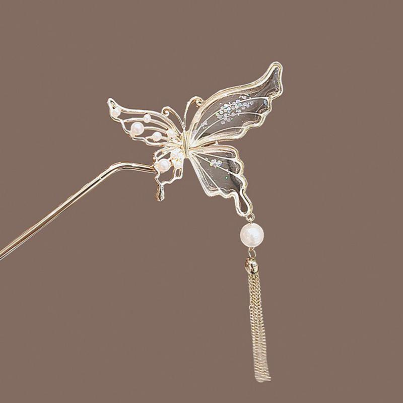Vintage Butterfly Tassel Hairpin For Women Girl  Jewelry Gifts Headdress Hair Clip Chinese Hanfu Hair Sticks Accessories