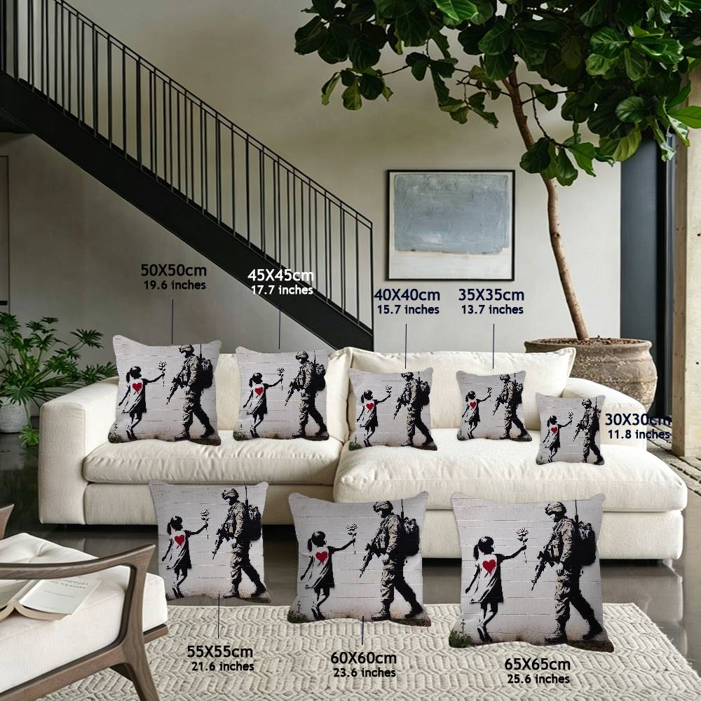 Banksy Street Graffiti Art Pillow Cover Soft Decor Throw Pillow Case 45x45cm Couch Home Decor for Living Room Sofa Party Gift