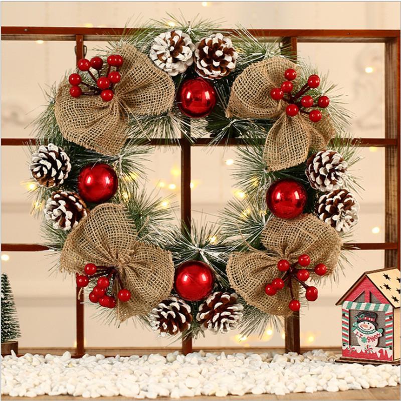 Christmas Pine Cone Wreath Holiday Door Hanging Decor Hotel Mall
