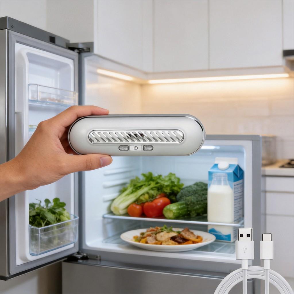 Refrigerator Air Purifier With Uv Sterilization For Home Used In White Finish