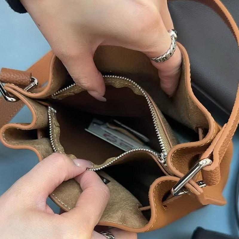 Neue erste Schicht Rindsleder Eimer Tasche Gemüsekorb Tasche Pendler und Freizeit Schulter Umhängetasche Damen Tasche
