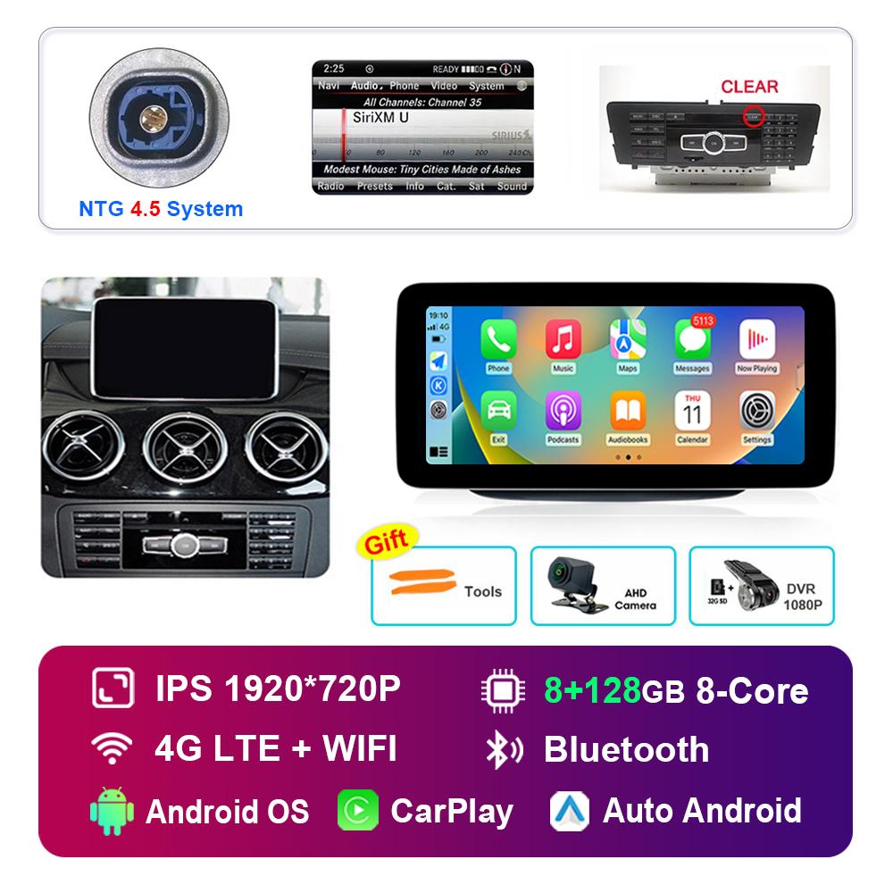 10.25 Inch 1920*720P for Benz B-Class W246 W245 2011 - 2019 NTG 4.0 4.5 System Android Car Radio Multimedia Player GPS 4G WiFi