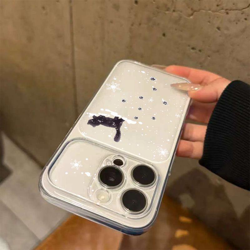 Snow-stepping Black Cat Phone Case Compatible with Apple 17-11, Full Coverage, Soft