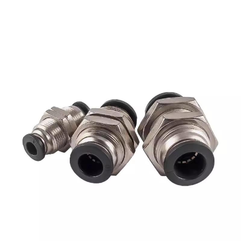 Black PM8 Panel Mount Pneumatic Quick Connector for Air Hose - PM-4/6/10/12