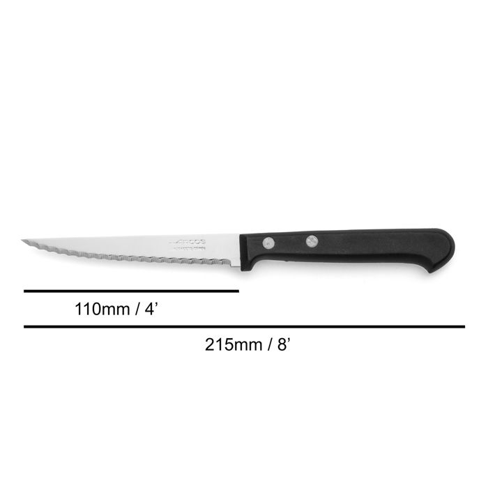 Couteau À Steak - ARCOS - Maitre - Lame Crantée 11 Cm - Acier Inoxydable NITRUM - Manche En PP