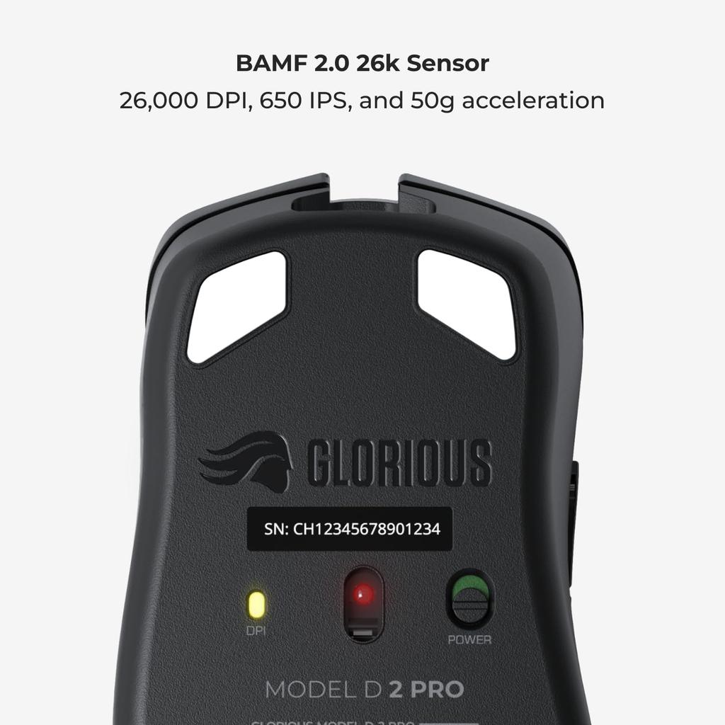 Glorious MODEL D 2 PRO Ultra-Lightweight 60g, High-Durability 2.4G Wireless and Wired Ergonomic Gaming Mouse, Black (GLO-MS-PDWV2-1K-B MS696)