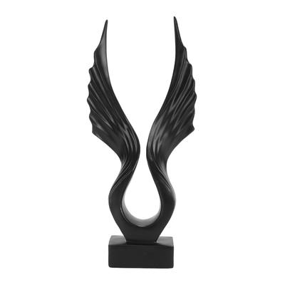 Scultura Astratta Ala Artistica Decorativa Resina Statua Ala Ornamento per Soggiorno Ufficio Nero