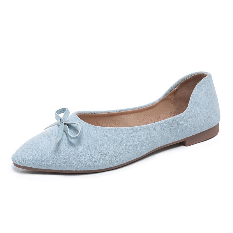 

Spring women s gentle ballet retro inner height-increasing ladyshoes suede evening wind new 2025 bow single shoes square head night 40