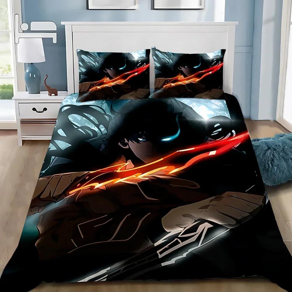 Anime Solo Leveling Duvet Cover Pillowcase Bedding Set Adult Boy Girl Bedroom Decoration Children Gift Single Double Large Size