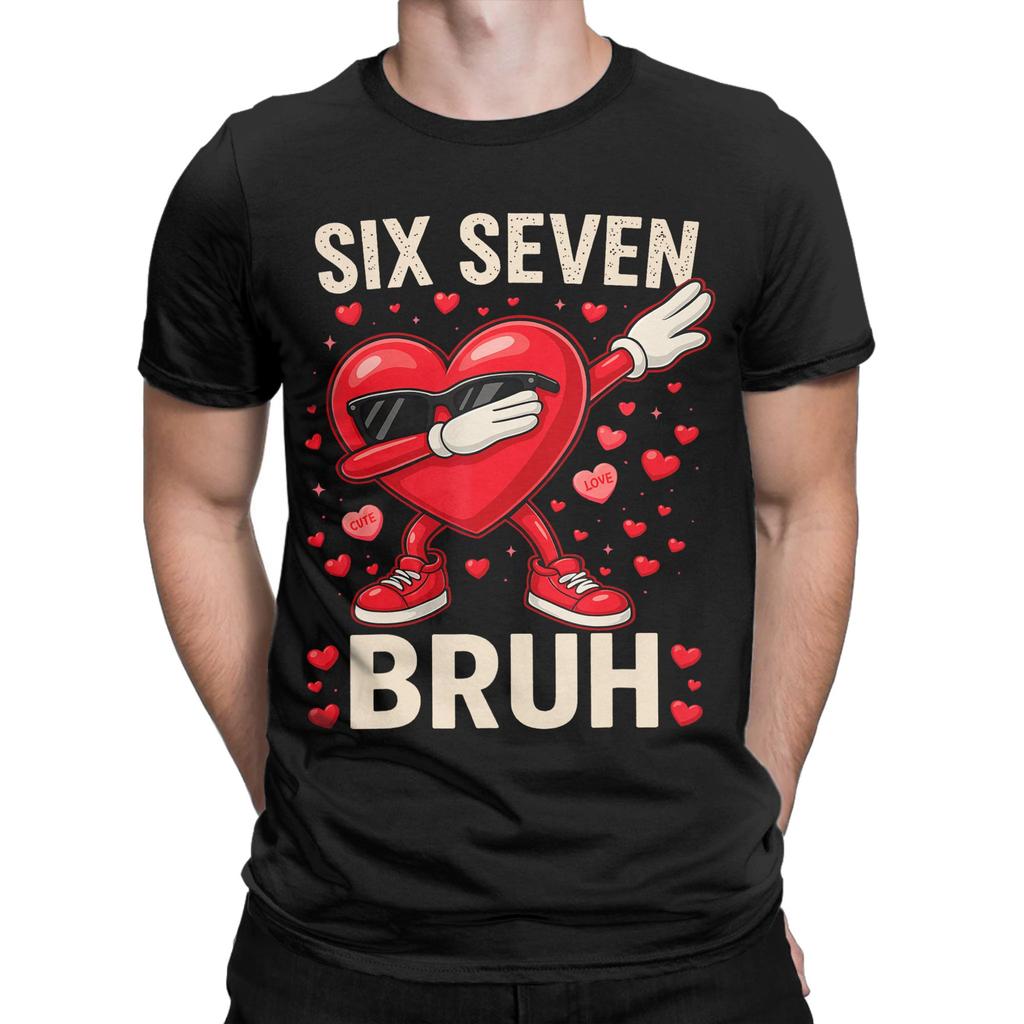 Casual T Shirt Summer Six Seven 6 7 Meme Dabbing Heart Valentines Hip Hop T Shirts  100 Cotton Tshirt for Mens Y2K Top Tees
