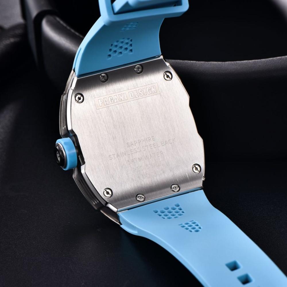 PAGANI DESIGN YS012 Men’s Quartz Skeleton Watch Japan TMI VH88 Movt Silicone Strap Sapphire Glass Waterproof Wristwatch For Man