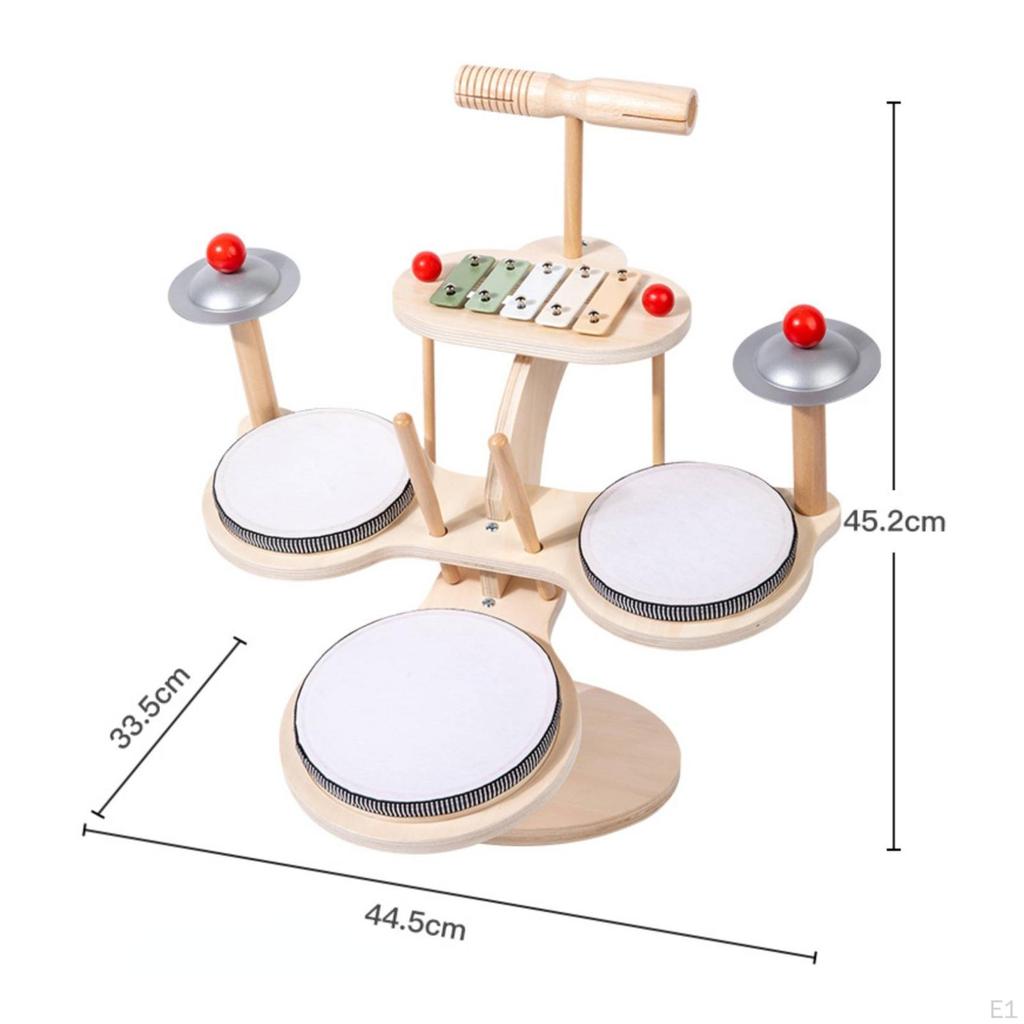 Complete Musical Instrument Set Multifunction Wooden Drum Educational Toy for Young