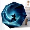 1pc Moon Musician Automatic Open/Close Umbrella - Compact Travel Umbrella with 8-Rib Durable Frame, Lightweight & Portable Design, Commuting
