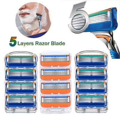 Shaving Razor Blades for Fusion 5-Layer Stainless Steel Blade Face Shaver Cassettes Straight Razor Blade Replaceable Heads For Men