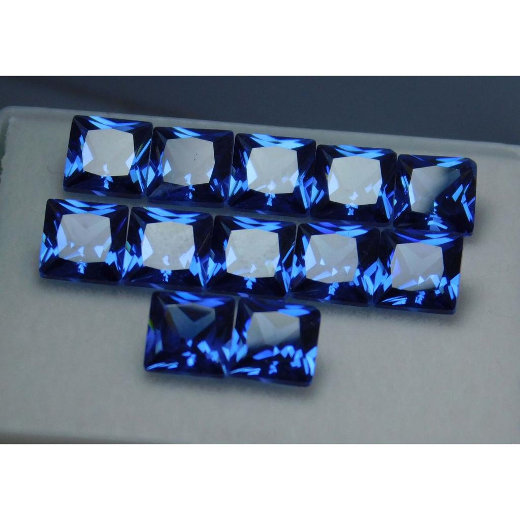 NATURAL 12 PCS 5x5 MM Blue Sapphire Square Cut CERTIFIED Loose Gemstone Az-4386