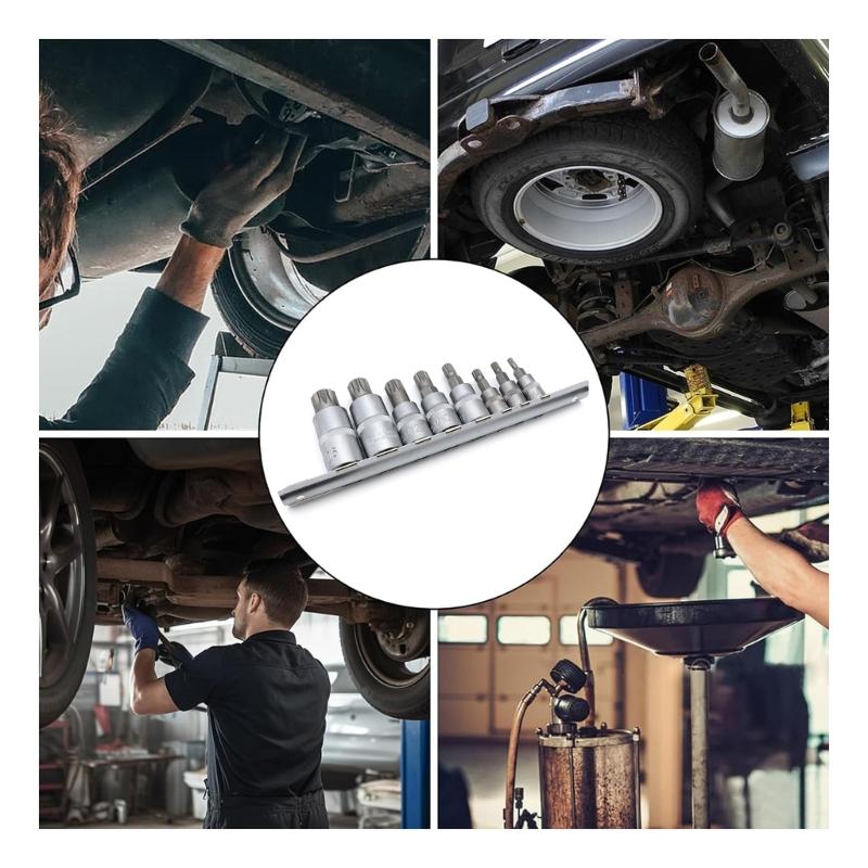 Oil Drain Plug Key Set, 1/2" Drive, 4/5/6/8/10mm/12/14/16mm, 8PCS Oil Service Socket Set, Internal Square