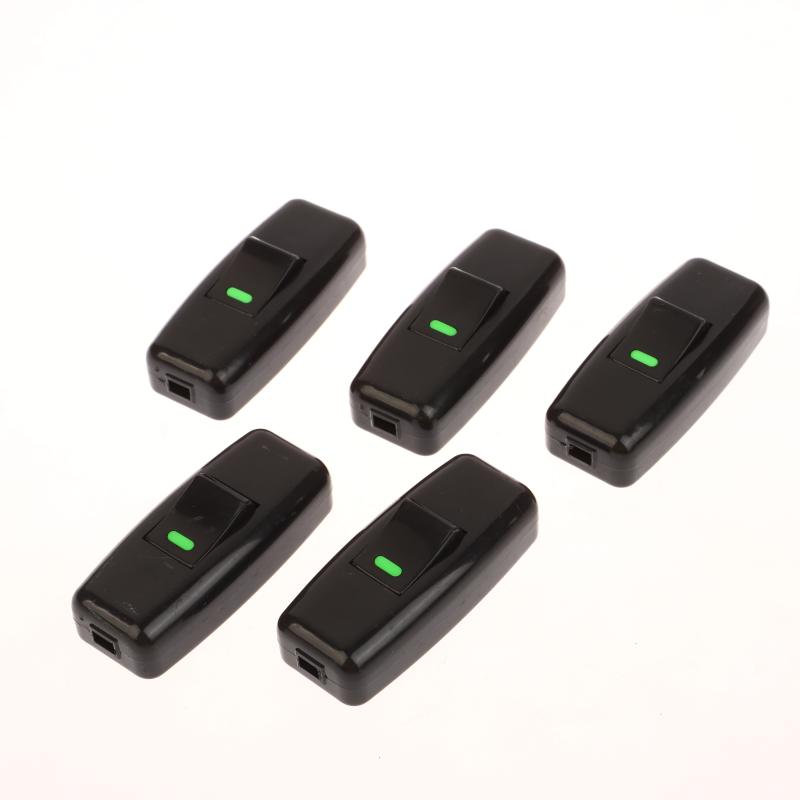1/5Pcs Classic Black Inline On/Off Table Lamp Switches Home Light Boat Shape Switch Wires Cable Switches Electrical Accessories